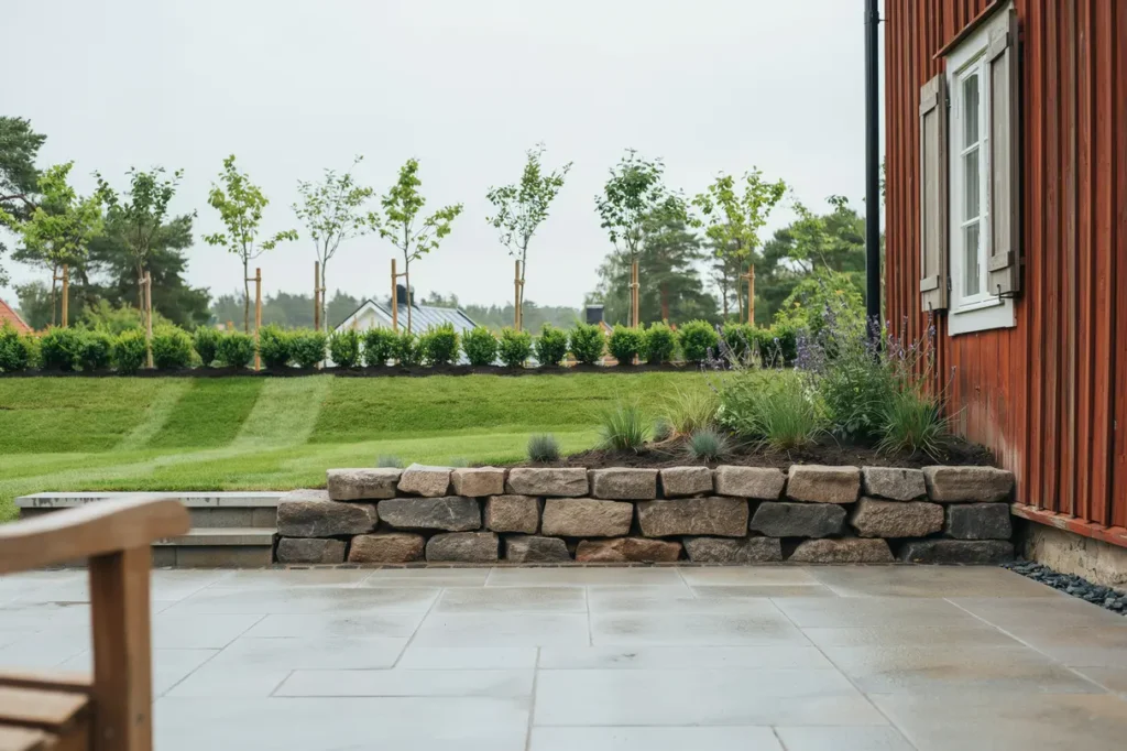 terrassering och finplanering av tr dg rdstomt i valla link ping
